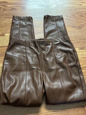 Marc New York Andrew Marc Brown Faux Leather Pull On Pants Size S